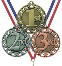 first, second, and third place medals